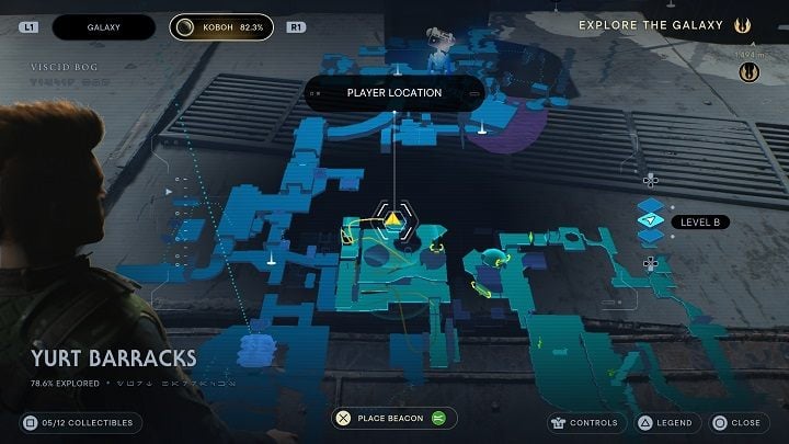 After collecting the Priorite, look right - there's another platform you can jump on - Jedi Survivor: Yurt Barracks - list of secrets - Koboh - Star Wars Jedi Survivor guide