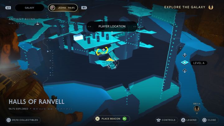Before entering the area with the workbench, check out the metal path leading down - Jedi Survivor: Halls of Ranvell on Jedha - list of secrets - Jedha - Star Wars Jedi Survivor guide