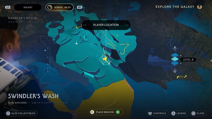 For this plant, you need to descend to the very bottom, until you find yourself almost directly below the opened chest (Chest #2) - Jedi Survivor: Swindlers Wash - list of secrets - Koboh - Star Wars Jedi Survivor guide