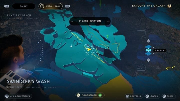 From the previous Spine Fluff location, go left to find another seedpod - Jedi Survivor: Swindlers Wash - list of secrets - Koboh - Star Wars Jedi Survivor guide