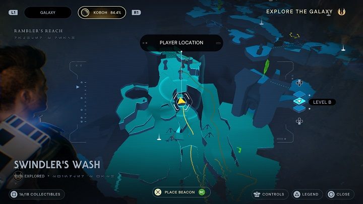 Look around for a waterfall - Jedi Survivor: Swindlers Wash - list of secrets - Koboh - Star Wars Jedi Survivor guide
