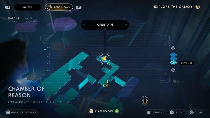 Use the nearby pathway and move through the corridor to find the chest - Jedi Survivor: Chamber of Reason - list of secrets - Koboh - Star Wars Jedi Survivor guide
