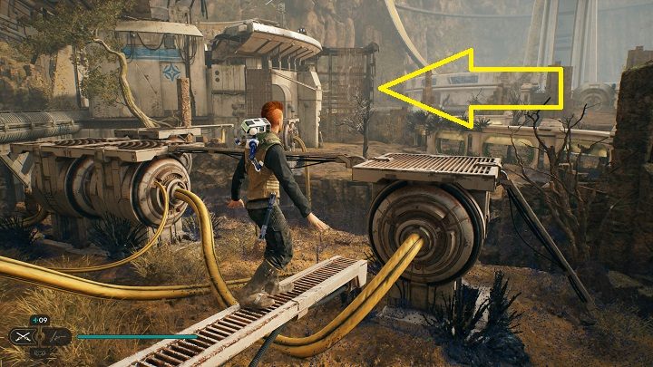 After returning to the top, go straight ahead, jumping over platforms and reaching a grate you can climb - Jedi Survivor: Forest Array - list of secrets - Koboh - Star Wars Jedi Survivor guide