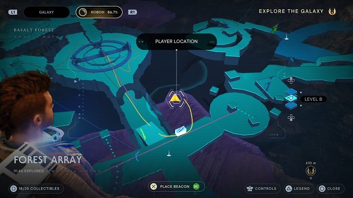 Another Datadisc is on the edge of the platform near the customization workbench - Jedi Survivor: Forest Array - list of secrets - Koboh - Star Wars Jedi Survivor guide