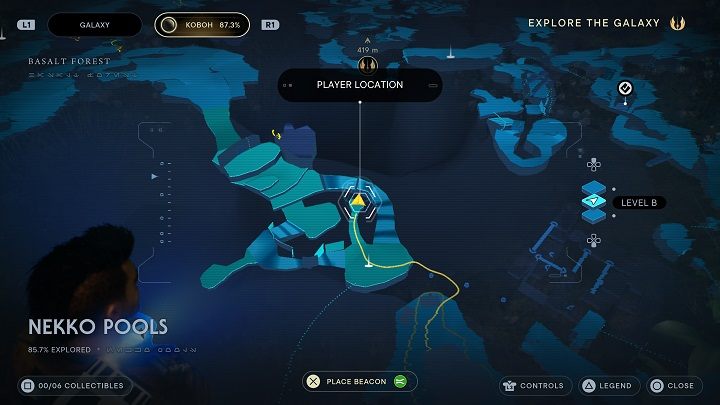 Go to a small cave located a little bit further from the meditation point, exactly opposite from it - Jedi Survivor: Nekko Pools - list of secrets - Koboh - Star Wars Jedi Survivor guide