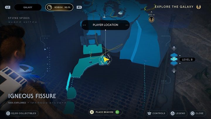 The echo is behind the building nearby - Jedi Survivor: Magma Rift Passage - list of secrets - Koboh - Star Wars Jedi Survivor guide