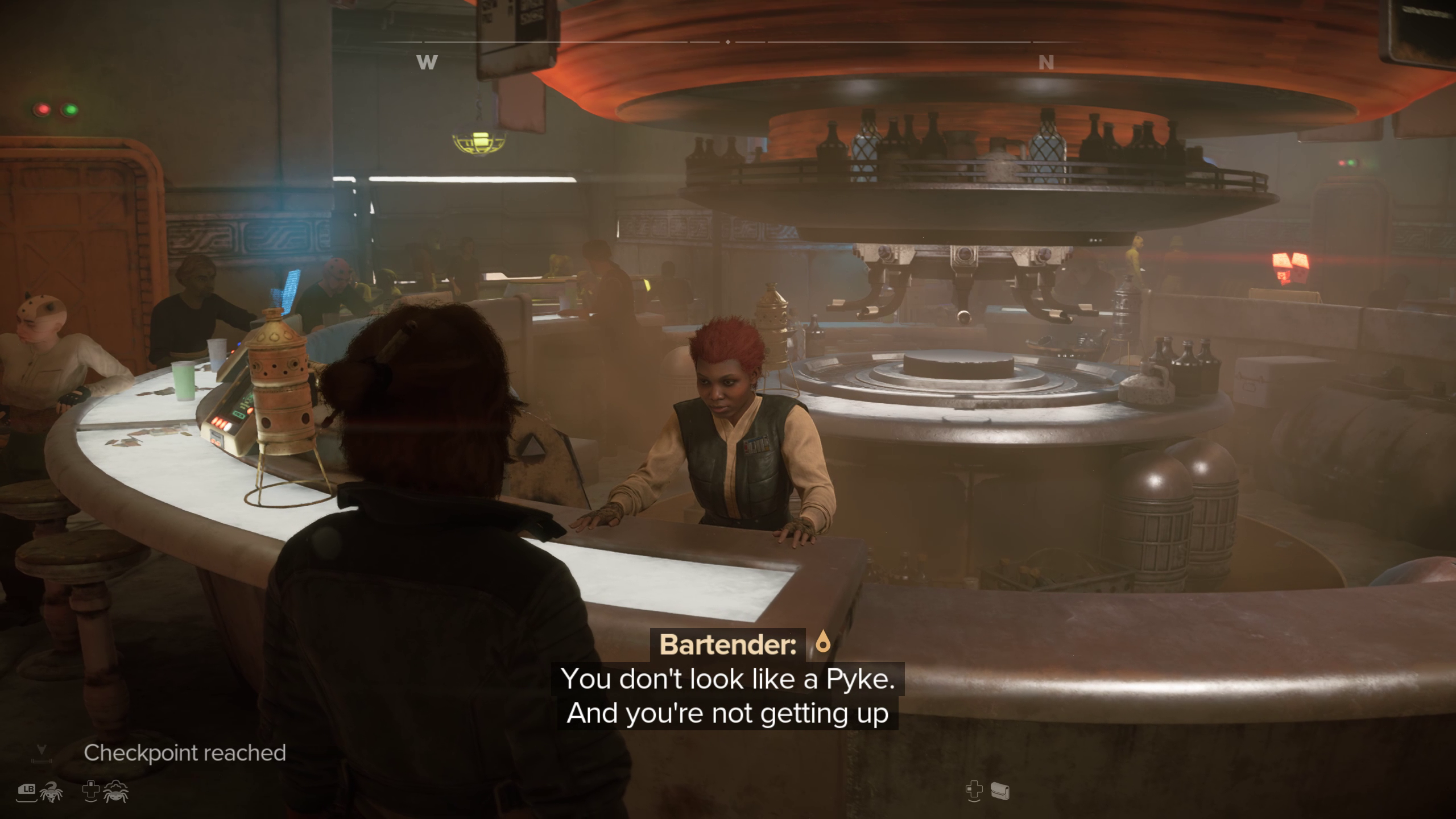 Talk to the bartender and ask for a meeting with the local mafia boss - Gorak - Star Wars Outlaws: Underworld - walkthrough - Toshara - Star Wars Outlaws Guide