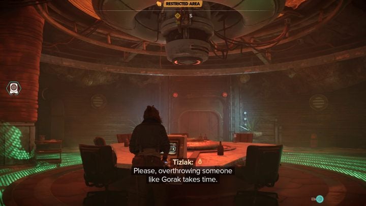 Use the elevator inside and go to the room with a large table and a computer - Star Wars Outlaws: Underworld - walkthrough - Toshara - Star Wars Outlaws Guide