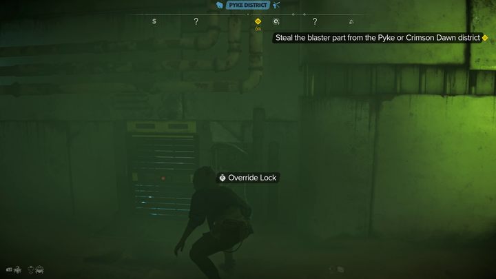 Go around the building on the right side, while deactivating the camera thanks to Nix - Star Wars Outlaws: New Tricks - walkthrough - Toshara - Star Wars Outlaws Guide