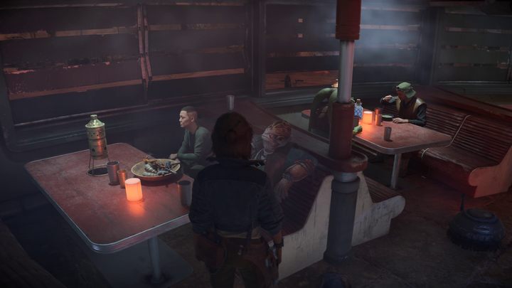 Danka will be waiting for you at the restaurant in the town center - Star Wars Outlaws: New Tricks - walkthrough - Toshara - Star Wars Outlaws Guide