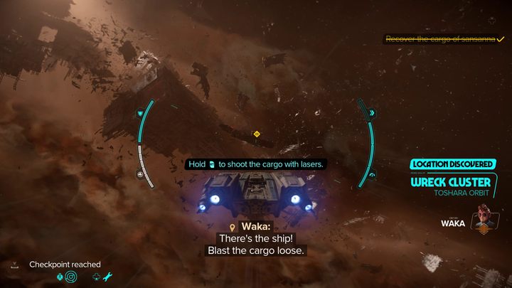 Once you're in space, follow the yellow mission marker - Star Wars Outlaws: False Flag - walkthrough - Toshara - Star Wars Outlaws Guide