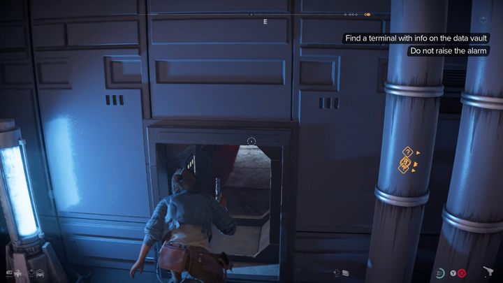 Go through the open hangar and then enter the ventilation shaft - Star Wars Outlaws: False Flag - walkthrough - Toshara - Star Wars Outlaws Guide