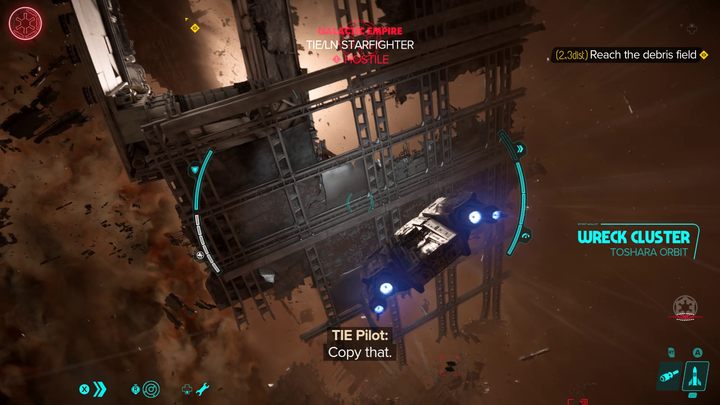 In space, head towards the mission marker - Star Wars Outlaws: False Flag - walkthrough - Toshara - Star Wars Outlaws Guide