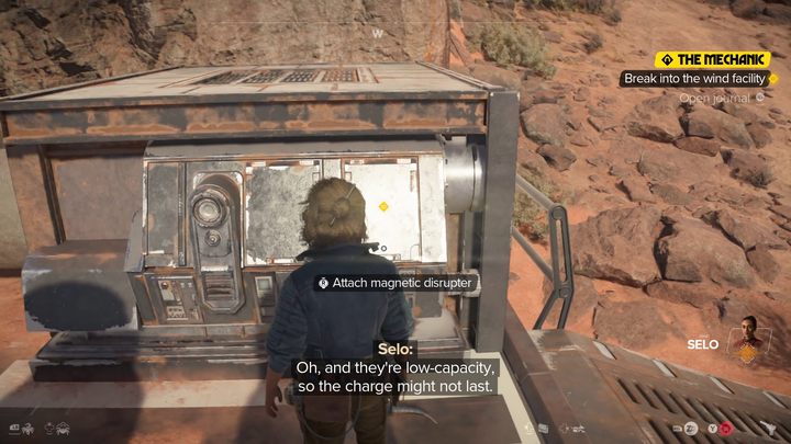 To stop the large fan at the tunnel entrance, use the devices received from Selo - Star Wars Outlaws: The Mechanic - walkthrough - Toshara - Star Wars Outlaws Guide