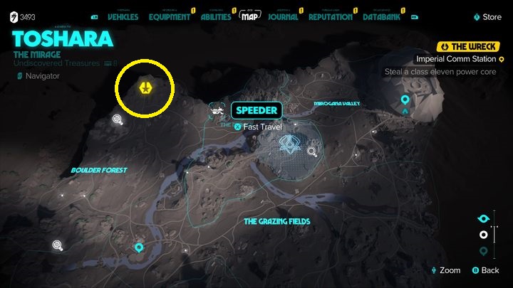 The base is located in the northern part of Toshara - Star Wars Outlaws: The Wreck - walkthrough - Toshara - Star Wars Outlaws Guide