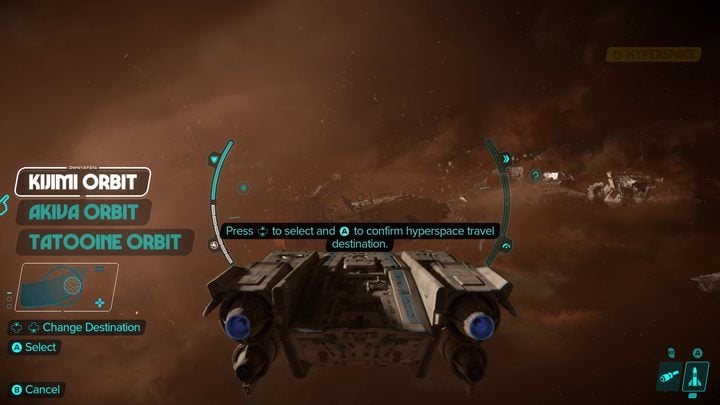 On-screen instructions will guide you through the process of starting FTL - Star Wars Outlaws: The Wreck - walkthrough - Toshara - Star Wars Outlaws Guide