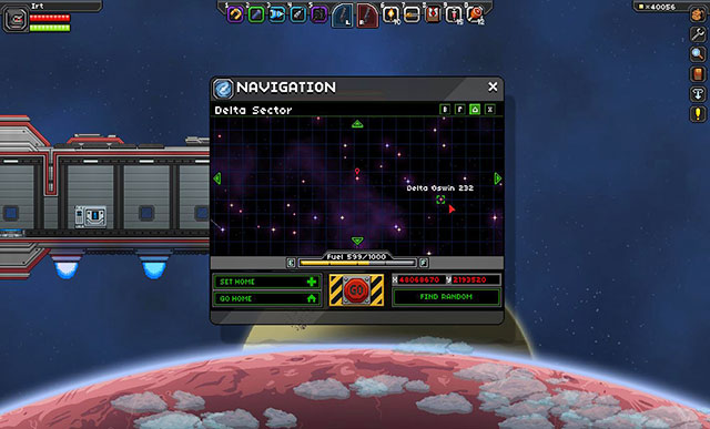 The navigation window - Sectors - Guide of the interstellar traveler - Starbound - Beta - Game Guide and Walkthrough