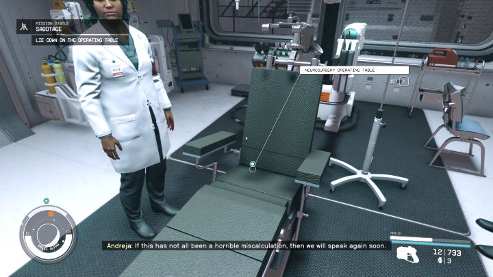 After the surgery, your hero will have all his clothing/equipped items taken off - Starfield: Sabotage - walkthrough - Starfield: Faction - Ryujin Industries - Starfield Guide