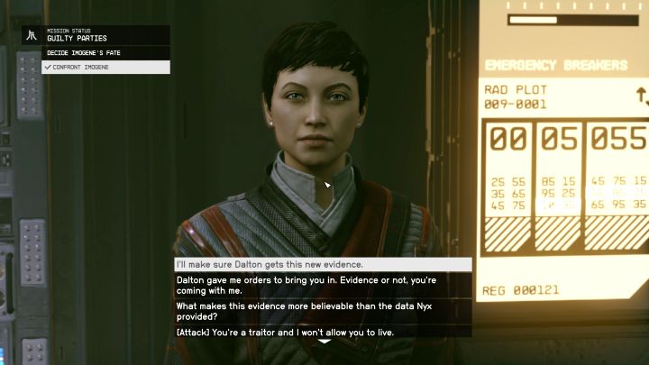 Imogene Salzo will want to convince you of her innocence and that she was framed by Ularu Chen - Starfield: Guilty Parties - walkthrough - Starfield: Faction - Ryujin Industries - Starfield Guide
