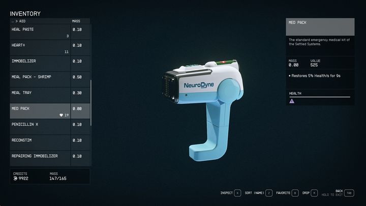 You can also heal yourself while resting in bed - Starfield: How to heal? - Starfield: Character development and team - Starfield Guide