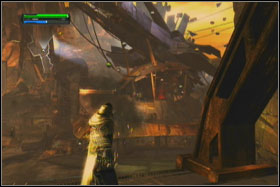 When you reach the closed gate, curve one of her parts and go trough - Mission 02: Raxus Prime - part 2 - Walkthrough - Star Wars: The Force Unleashed - Game Guide and Walkthrough