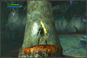 Second holocron (Force Talent Sphere) is hanging under the big Sarlacc's tooth - Mission 07: Imperial Felucia - part 1 - Walkthrough - Star Wars: The Force Unleashed - Game Guide and Walkthrough