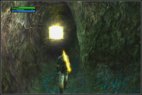 After collapsing the tunnel, jump on the shelf, on the left side - Mission 07: Imperial Felucia - part 1 - Walkthrough - Star Wars: The Force Unleashed - Game Guide and Walkthrough