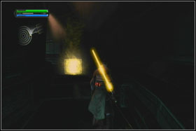 On a top level of the round room (along the ramp), you can find the entrance to the next area - Mission 08: Imperial Raxus Prime - part 2 - Walkthrough - Star Wars: The Force Unleashed - Game Guide and Walkthrough