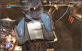 You have to climb the platform with the pole supporting the arena and attack the monster's arm - Cato Neimoidia - Tarko-se Arena - Walkthrough - Star Wars: The Force Unleashed II - Game Guide and Walkthrough