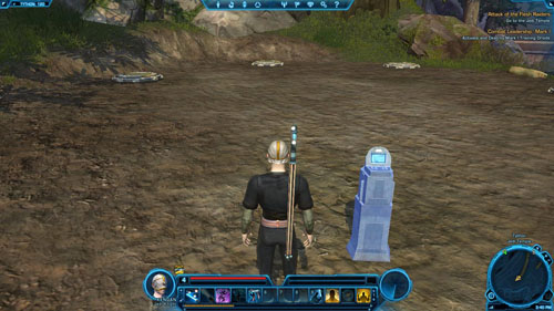When you turn on the console, two Damaged Mark IV Training Droids will appear - (L06) Combat Leadership: Mark IV - Tython - Star Wars: The Old Republic Game Guide