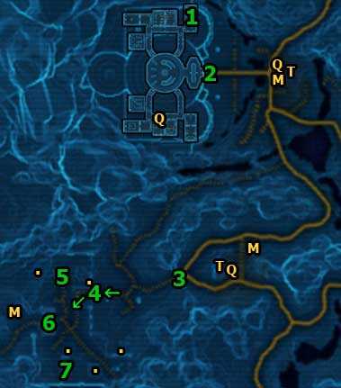 The mission begins in [1] - (L06) The Footsteps of the Fallen - Jedi Consular - Star Wars: The Old Republic Game Guide