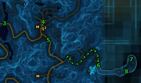 Once youre in the village, its necessary to find and mark Quick Travel Point (Kalikori Village) and Taxi (Kalikori Village) - marked with [Q] and [T] on the map respectively - (L04) Pilgrims - Jedi Consular - Star Wars: The Old Republic Game Guide