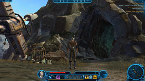 Then break through the cave full of Flesh Raiders - (L05) High-tech Savages - Jedi Knight - Star Wars: The Old Republic Game Guide
