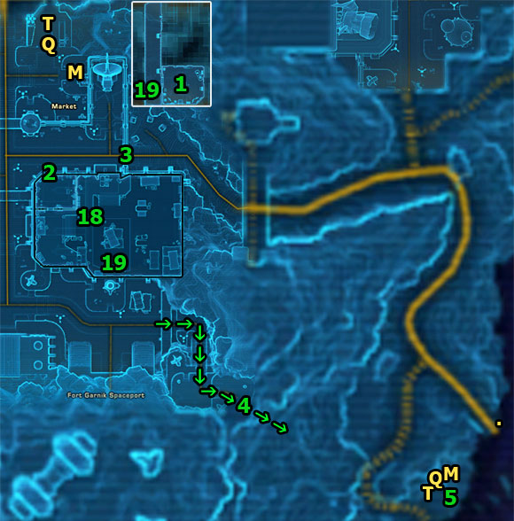 You begin in [1] with Empty Datapad - (L07) Security Breach - Smuggler - Star Wars: The Old Republic Game Guide