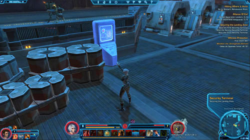 Then go to exit to an open yard surrounded by lava - (L09) Securing the Landing Zone - Ord Mantell - Star Wars: The Old Republic Game Guide