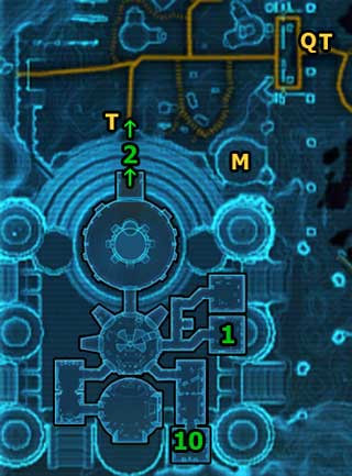 From [1] go to the palace exit in [2] and then use a Taxi on the left to go to The Eastern Grime (Rust Yards Speeder) - (L10) The New Truth - Imperial Agent - Star Wars: The Old Republic Game Guide