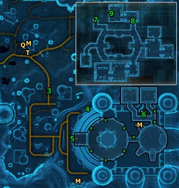 Once youve arrived, go southeast to enter the Faathras palace area (the gate is in [3]) - (L10) The New Truth - Imperial Agent - Star Wars: The Old Republic Game Guide