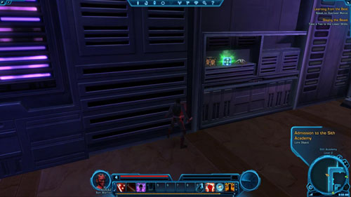 [2]: Slavery in the Empire (Lore Object) - examining the cube glowing in green (you need to go up the stairs to the second level of this room) will result in obtaining a Codex entry - Lore: Slavery in the Empire - 160 XP - (02) Sith Academy - Places - Star Wars: The Old Republic Game Guide