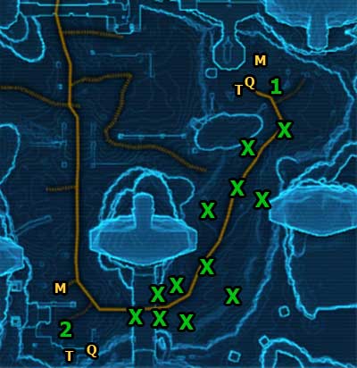 As soon as you reach this place, talk to Acolyte Krevan, who is waiting in [1] - (L06) Experimental Needs - Korriban - Star Wars: The Old Republic Game Guide