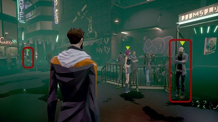 Go to the group of people standing on the left, near the fast food bar - Monday, January 13th 2048, Berlin, Sector 26, Doomsday - Chapter two - State of Mind Game Guide