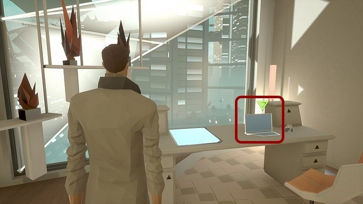 Go back to your room and use the laptop located on the desk, by the window - Tuesday, City5 Central, Adam Newmans apartment 1st visit - Chapter three - State of Mind Game Guide