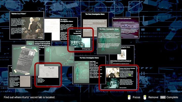 1 - Wednesday, January 15th, the year 2048, Richard Nolans apartment; The Voice - Chapter four - State of Mind Game Guide