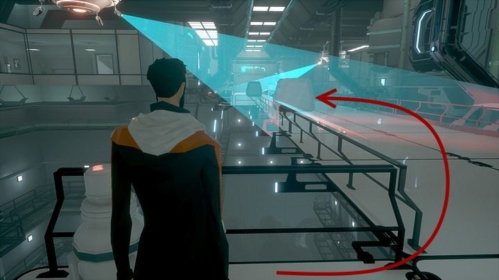 Now leave the drone control (RMB) and move Richard to a point that is still beyond the reach of the cameras - at the handrail on the left - Thursday, 16th of January 2048, Montauk, Long Island, Storage Section - Chapter five - State of Mind Game Guide