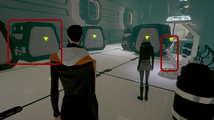 The container you are looking for is located deep inside the corridor, on the left, between two others - Thursday, 16th of January 2048, Montauk, Long Island, Virtual Reality Lab - Chapter five - State of Mind Game Guide