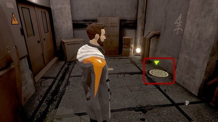 Once you are through the open doors, you will reach a place where, on the wall above the sewer hatch, there is a sign that Richard watched on the plans found in the documents received from Walter (you have those plans in the inventory) - Friday, January 17th 2048, Berlin, Sector 12, Communication Port - Chapter five - State of Mind Game Guide