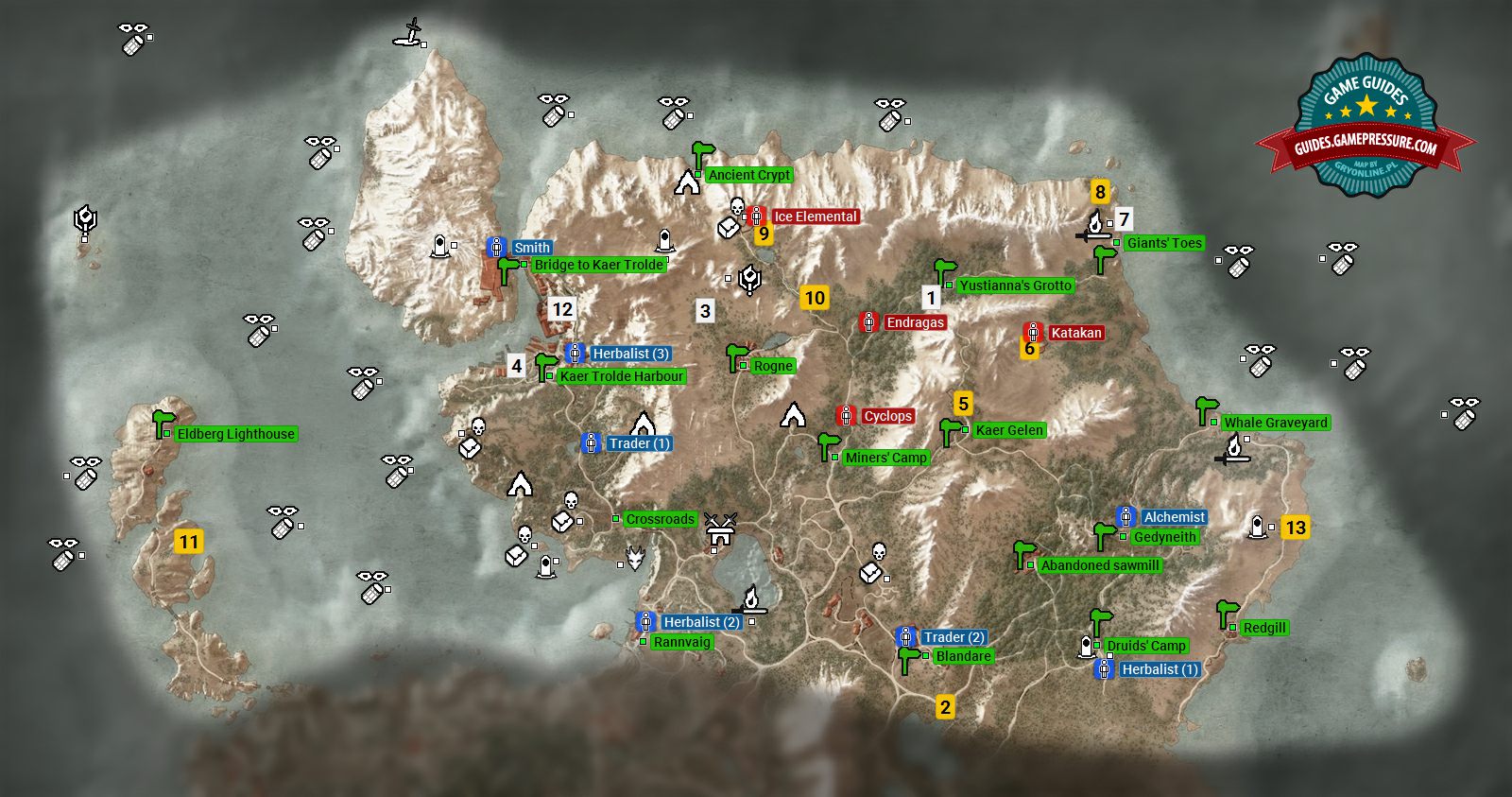 The Witcher 3 Wild Hunt Map Of Important Locations M13 Gamepressure