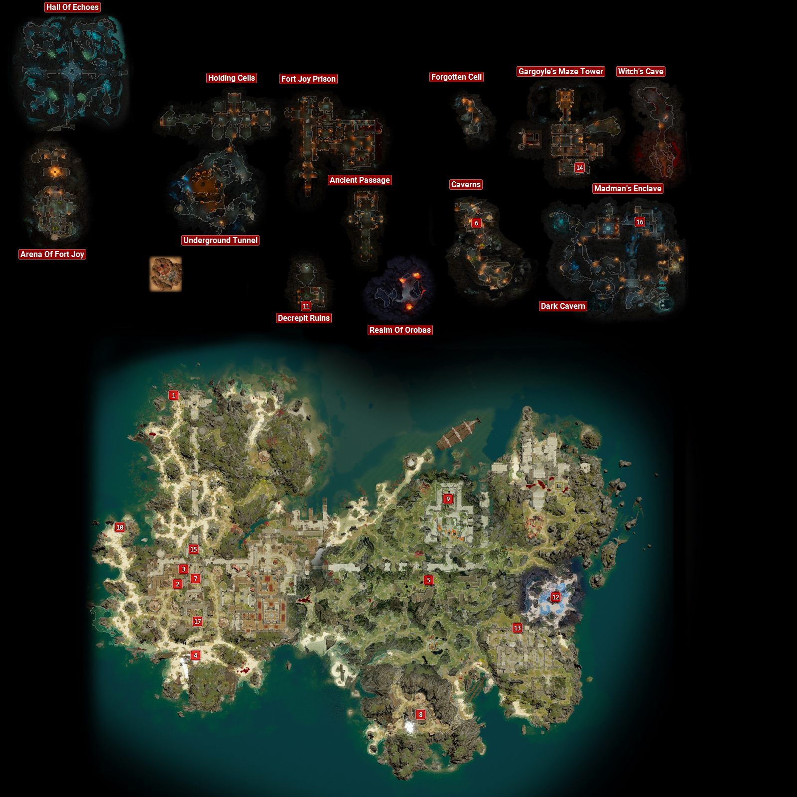 Fort Joy - map of all quests in Fort Joy