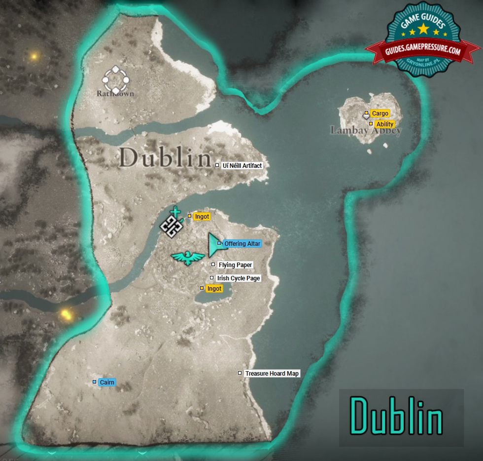 AC Valhalla Wrath of the Druids: Dublin map, all collectibles list