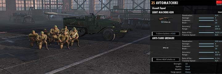 Avtomatchiki is a battle team for short distance combat. They are equipped only with machine guns. They are unrivalled in urban battles or in the woods. They give way only to the German team, equipped with MP 44. - 3-ya Gvard. Mechanizi. Korpus | Allied divisions in Steel Division 2 - Allied divisions - Steel Division 2 Guide