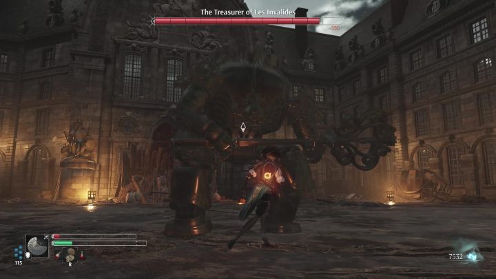 In phase I, the Treasurer fights with his key - Steelrising: The Treasurer of Les Invalides Titan - boss, how to beat? - Les Invalides, The Faubourgs - Steelrising Guide, Walkthrough